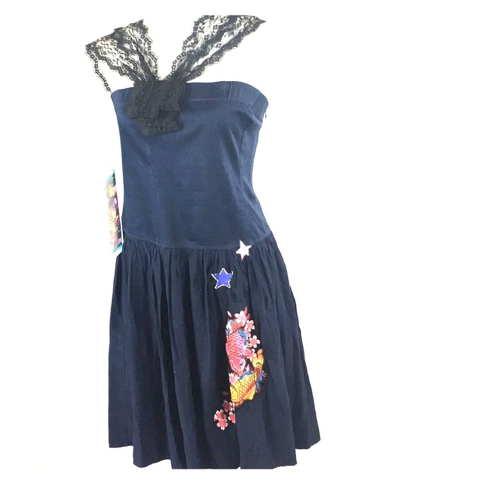 Lexa Vonn Navy silk nautical vintage tattoo dress
